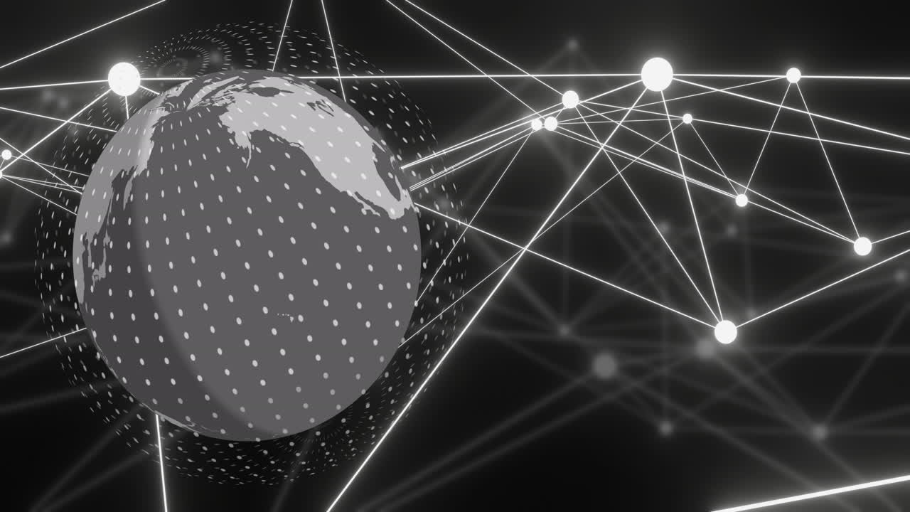 Animation of data and network of connections over globe