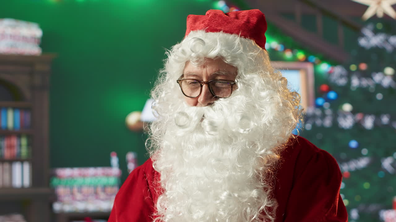 Santa working on his laptop