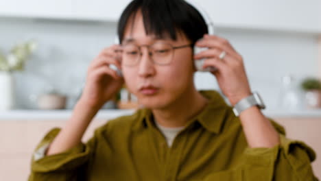 Man in a video call at home