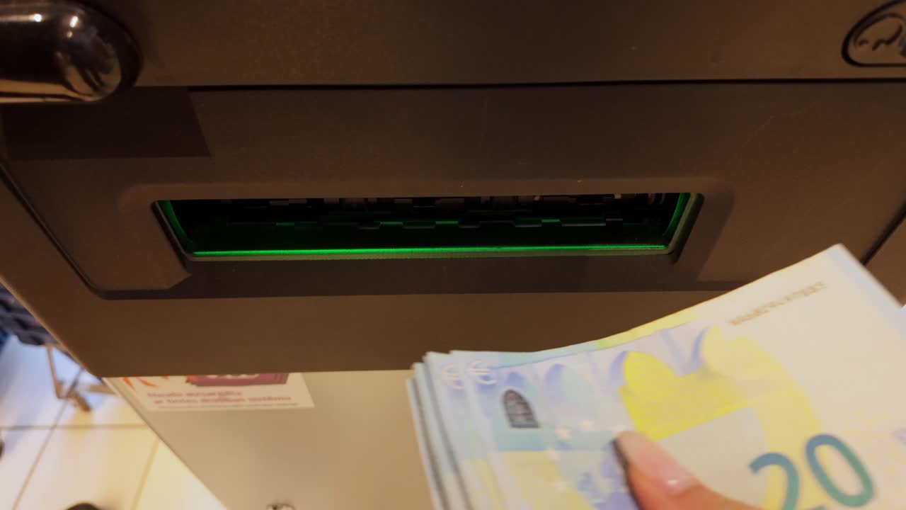 Modern ATM cash withdrawal scene showing financial technology in action