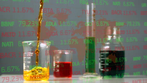 animación del procesamiento de datos sobre vasos