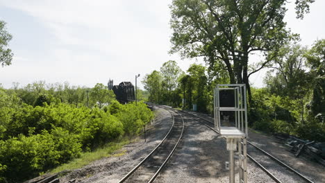 Eisenbahnschienen-Im-Lee-Creek-Park-In-Van-Buren,-Arkansas,-USA