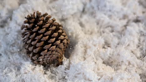 animation of snow falling over christmas decorations