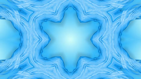 animación en bucle 3d, un fondo abstracto con cintas azules girando y formando estrellas o copos de nieve como con un efecto caleidoscópico.
