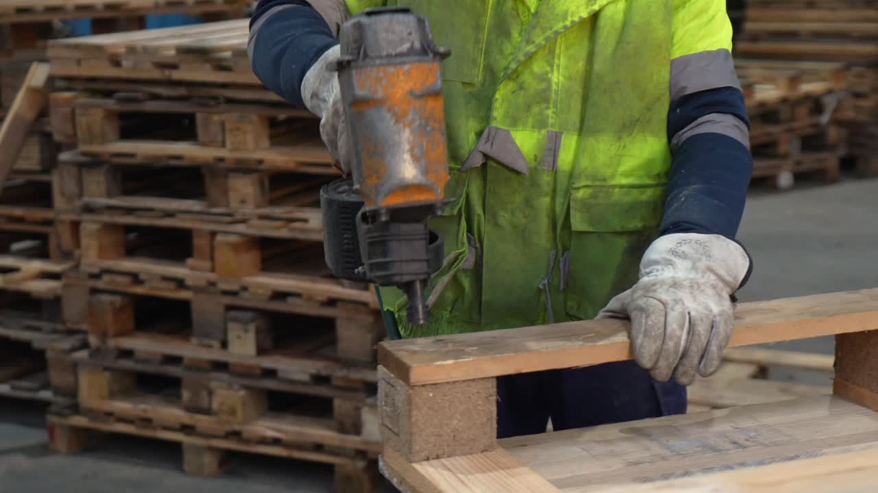 Using a Nail Gun for Pallet Construction