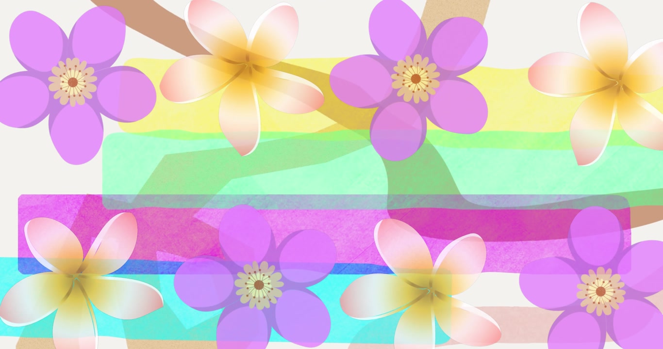 Composition of summer cocktails on multi coloured patterned background