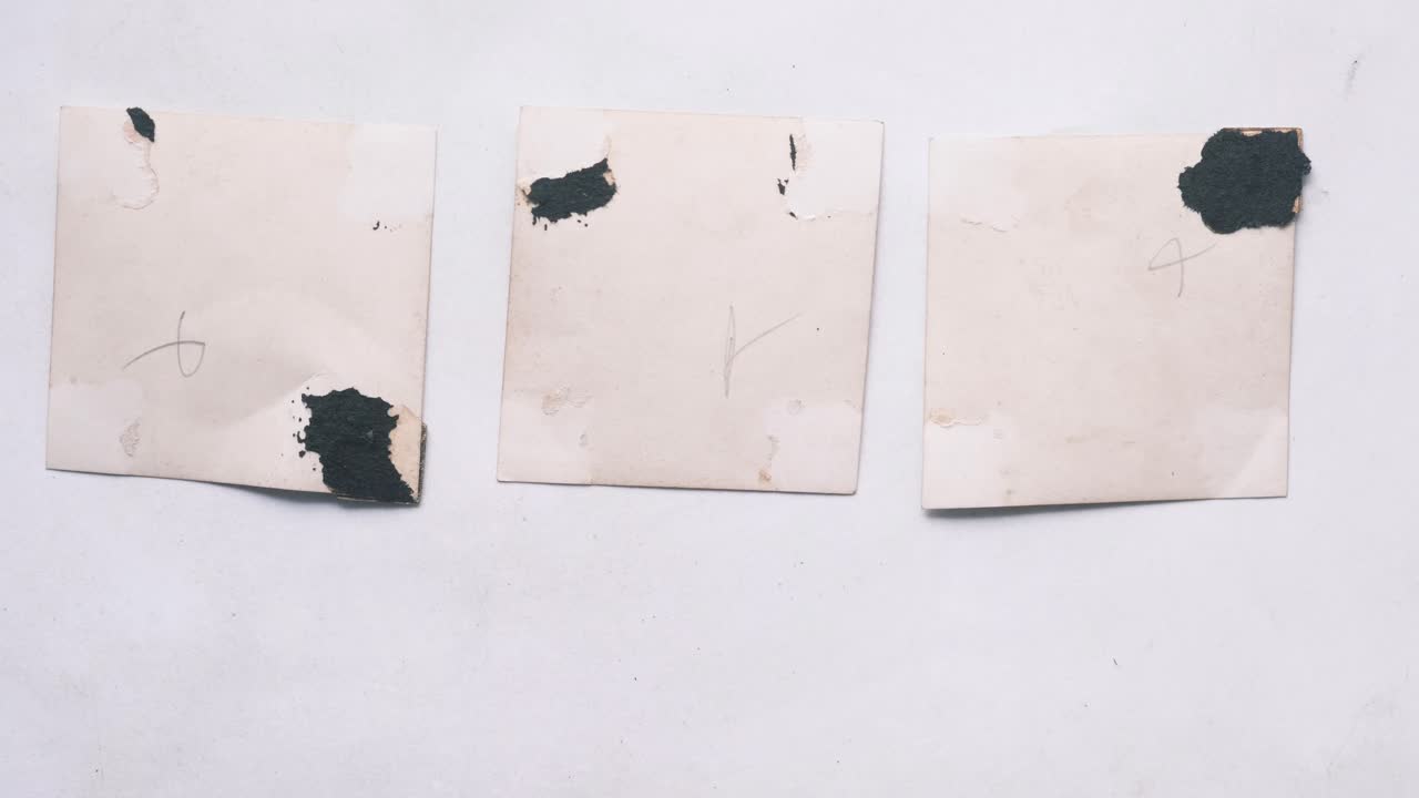 세 개의 오래된 빈 사진 카드