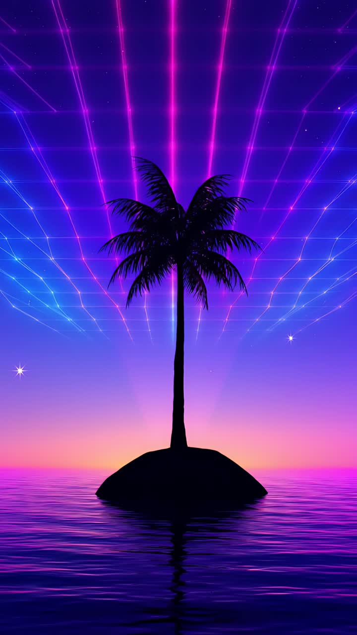 Retro-futuristico Sci-Fi Retrowave Griglia Neon 4K