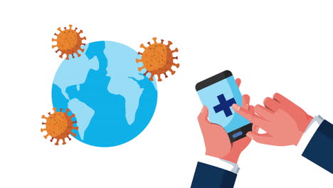 online health technology with smartphone animation