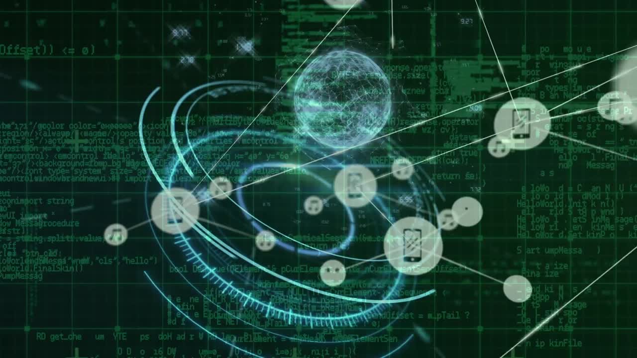 animación del procesamiento de datos sobre un fondo negro