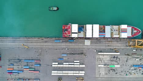 cargo vessel at the container terminal in puerto limon, costa rica