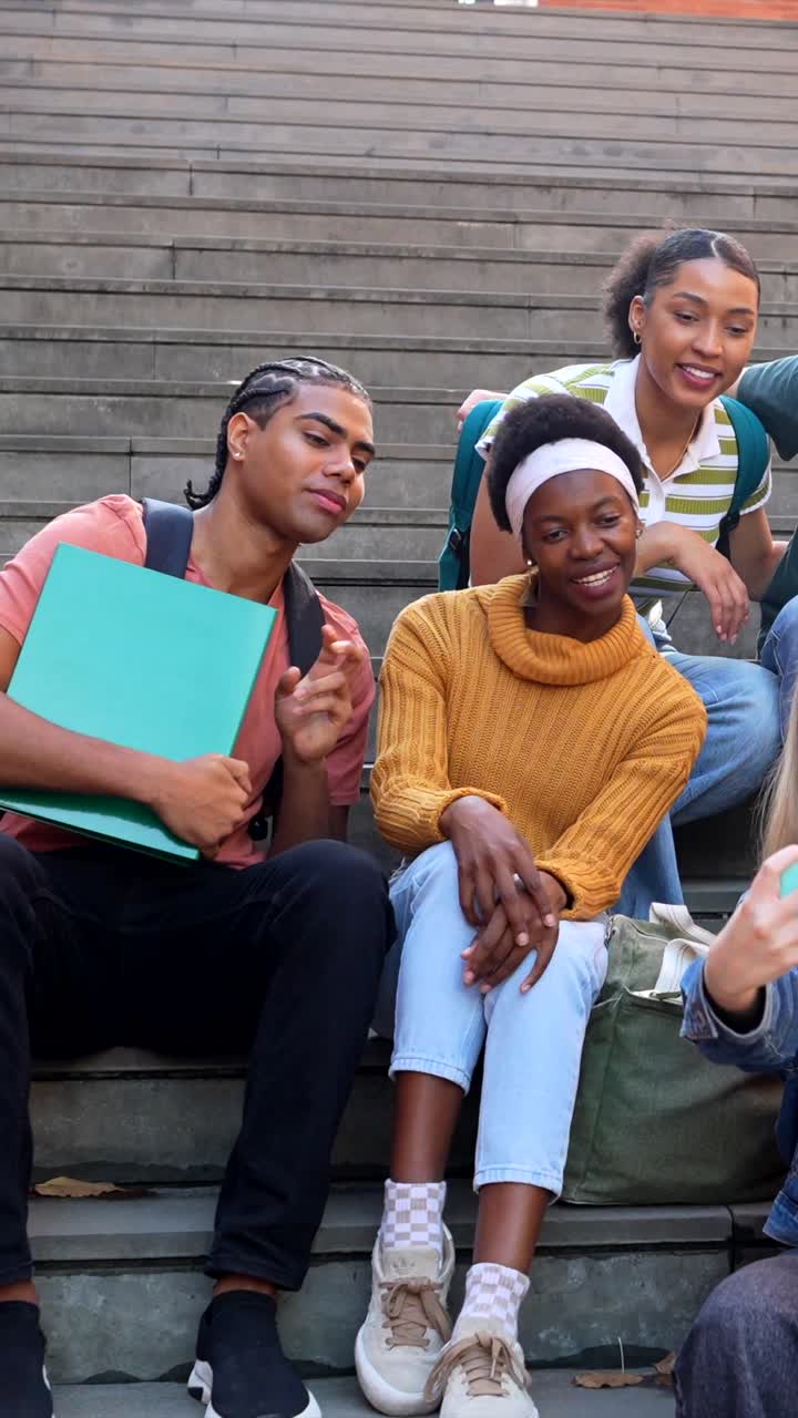 Gruppo di studenti che si fanno un selfie insieme nel campus