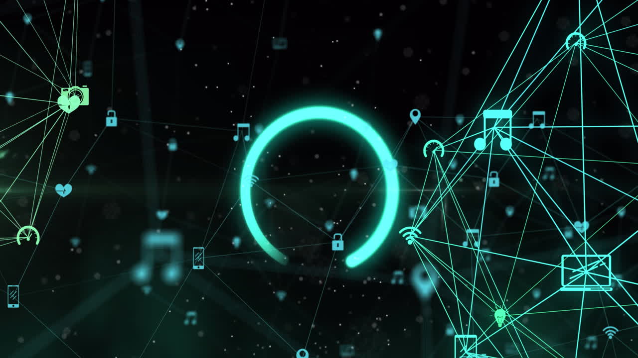 Animation of network of connections on black background