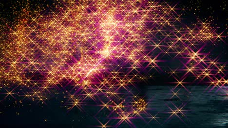 4k real gold particles flying in wind on black background. gold dust bokeh abstract background