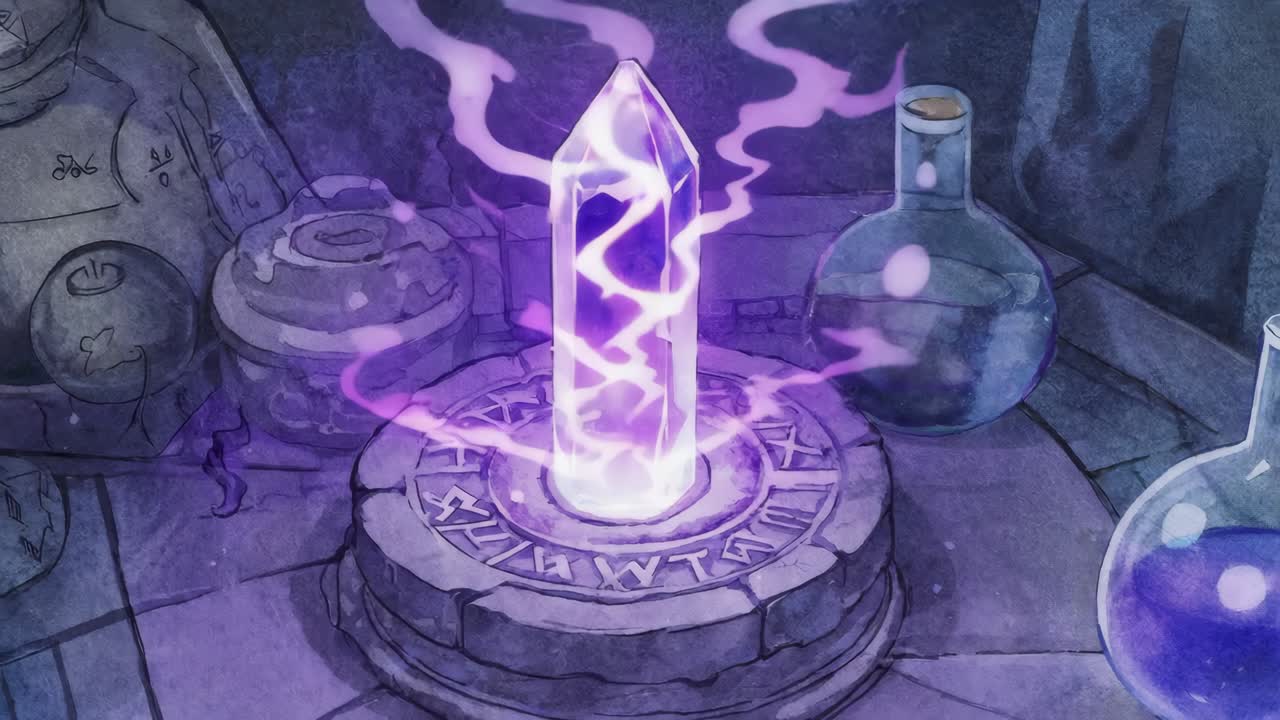A Glowing Crystal in a Magical Laboratory