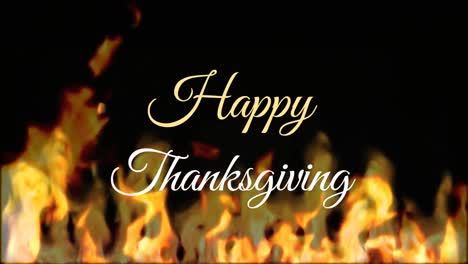 Animation-of-happy-thanksgiving-text-over-flames-on-black-background