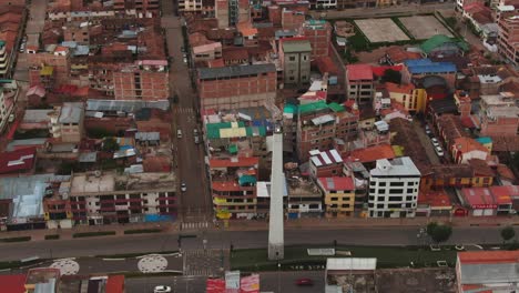 4k daytime hyperlapse aerial drone footage with condor apuchin monument from san sebastian district in cusco, peru during coronavirus lockdown