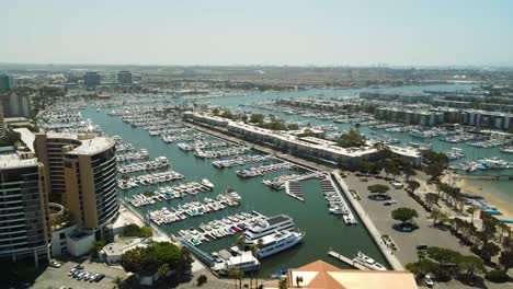 aerial view of a marina filled with boats