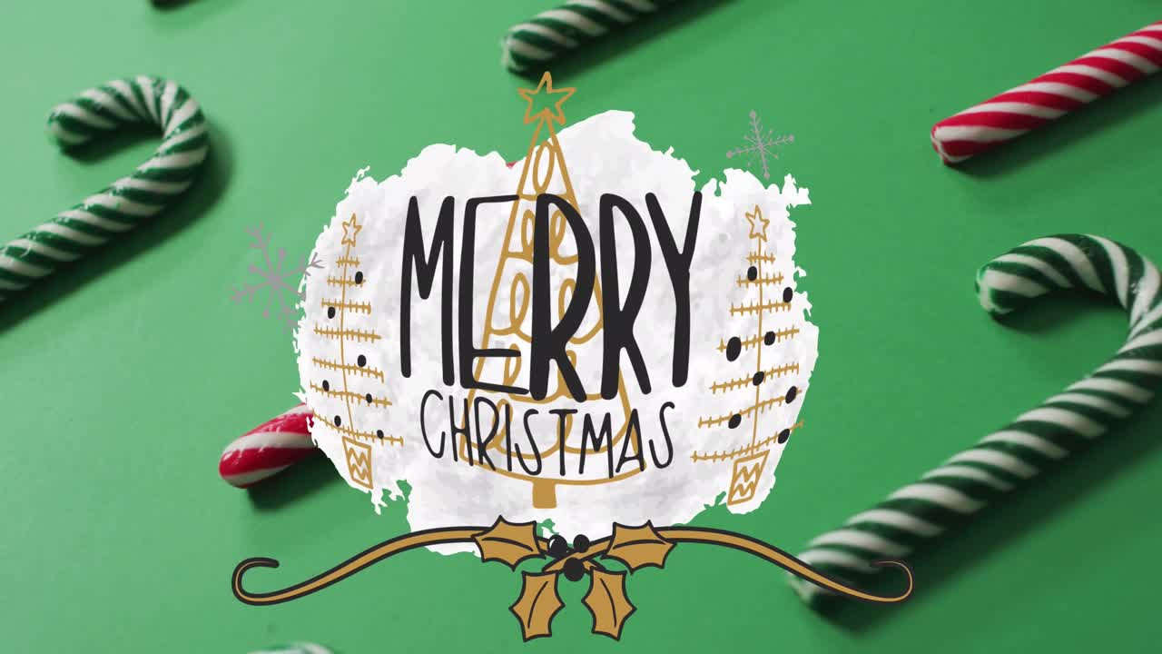 animación del texto de navidad sobre los dulces de navidad