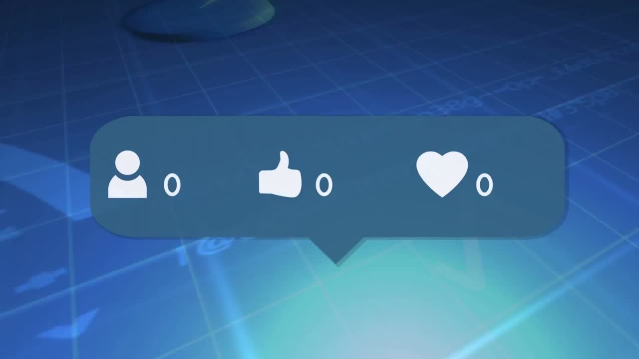 animación de los iconos de las redes sociales sobre la cuadrícula