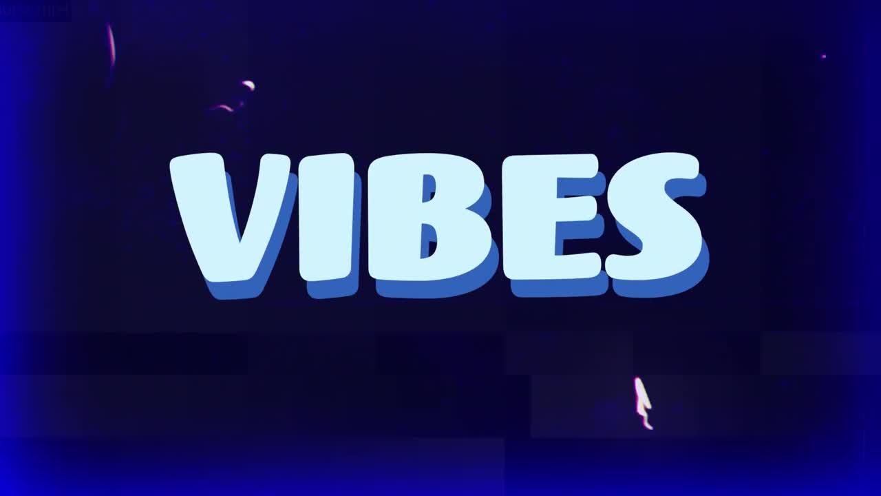 animación de texto, vibraciones, en azul pálido, con formas que se mueven sobre un fondo azul