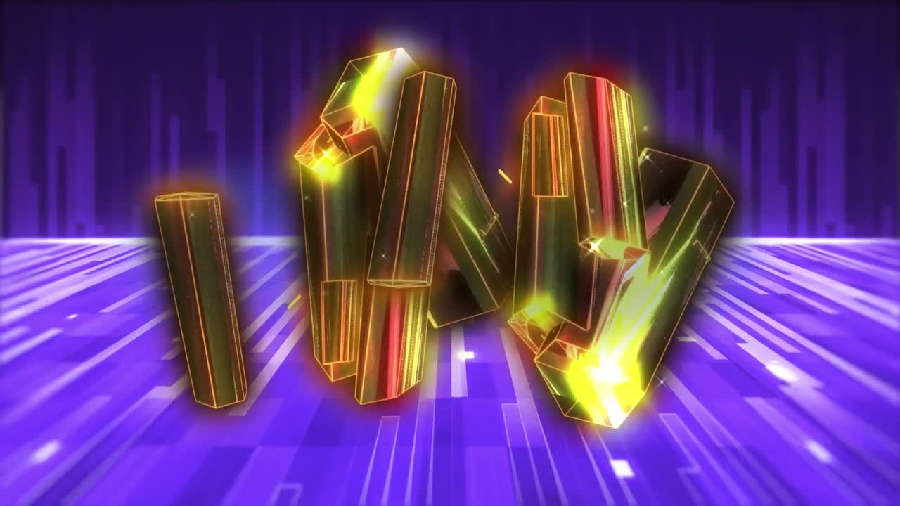 배경에서 흐르는 강의 조명 위에 움직이는 추상적인 패턴의 애니메이션