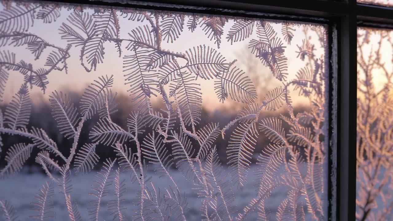 Frosty Winter Window View