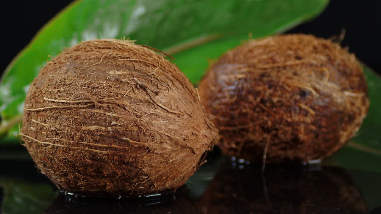 un coco gira lentamente en el agua.