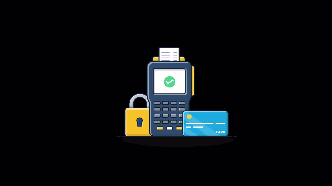 Animated Illustration of Secure Payment Transaction with Credit Card