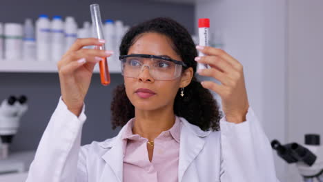 Scientist,-woman-and-chemical-in-test-tube