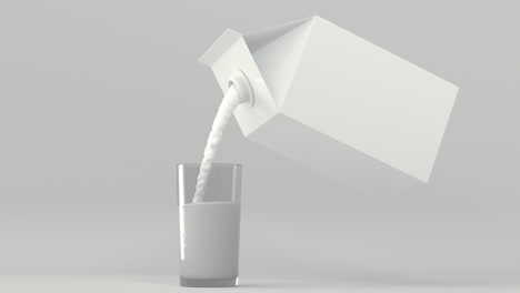 종이 상자에서 우유가 흘러내리는 3d 렌더링