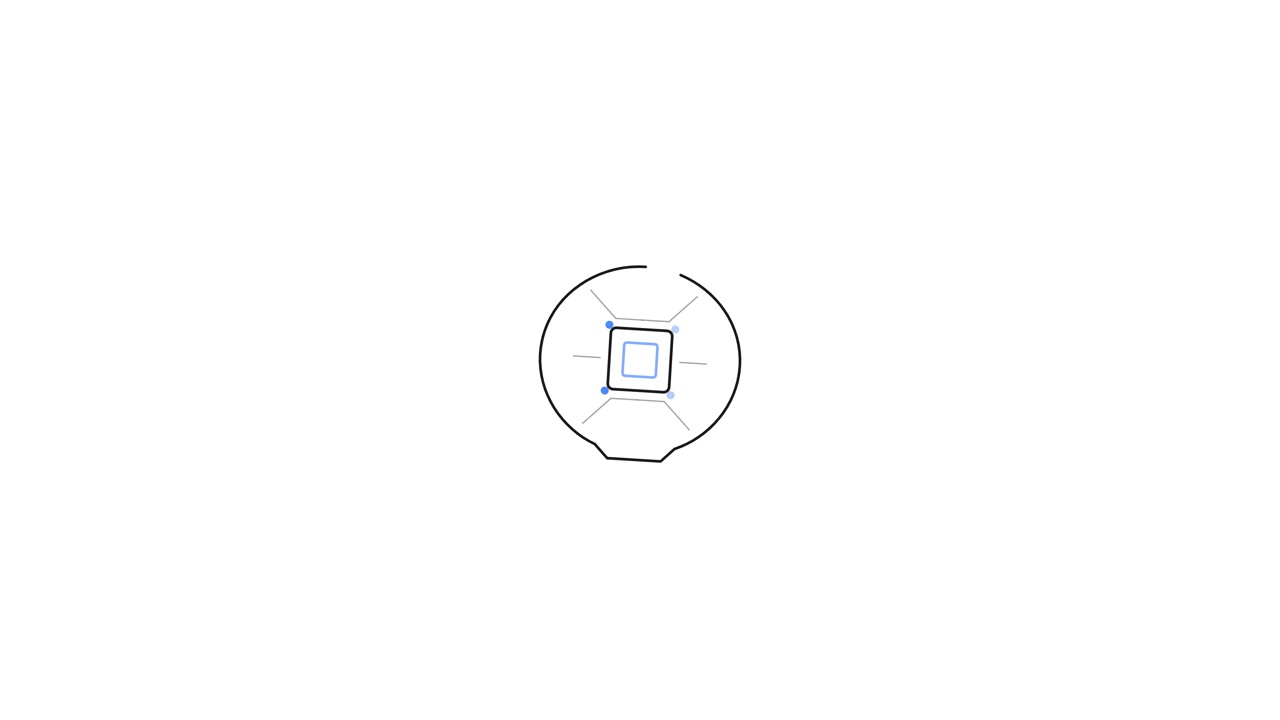 Animazione di caricamento minimalista con icona quadrata centrale