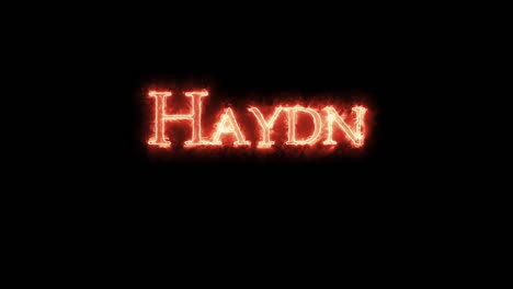 haydn escrito con fuego.