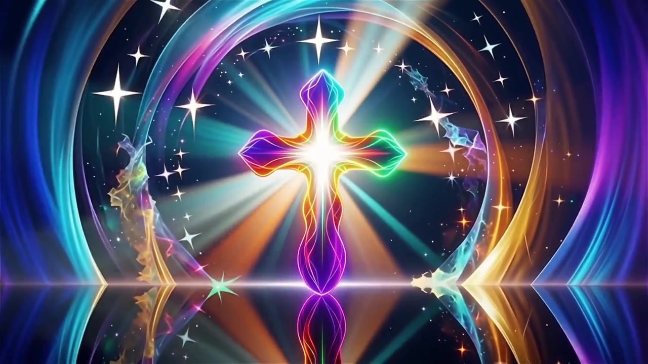 Christian Cross Heavenly Light Worship Background
