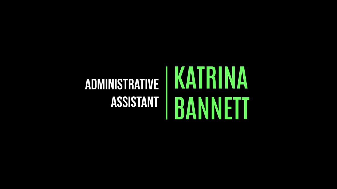 Grafica professionale per sottopancia per l'Assistente Amministrativa Katrina Bannett