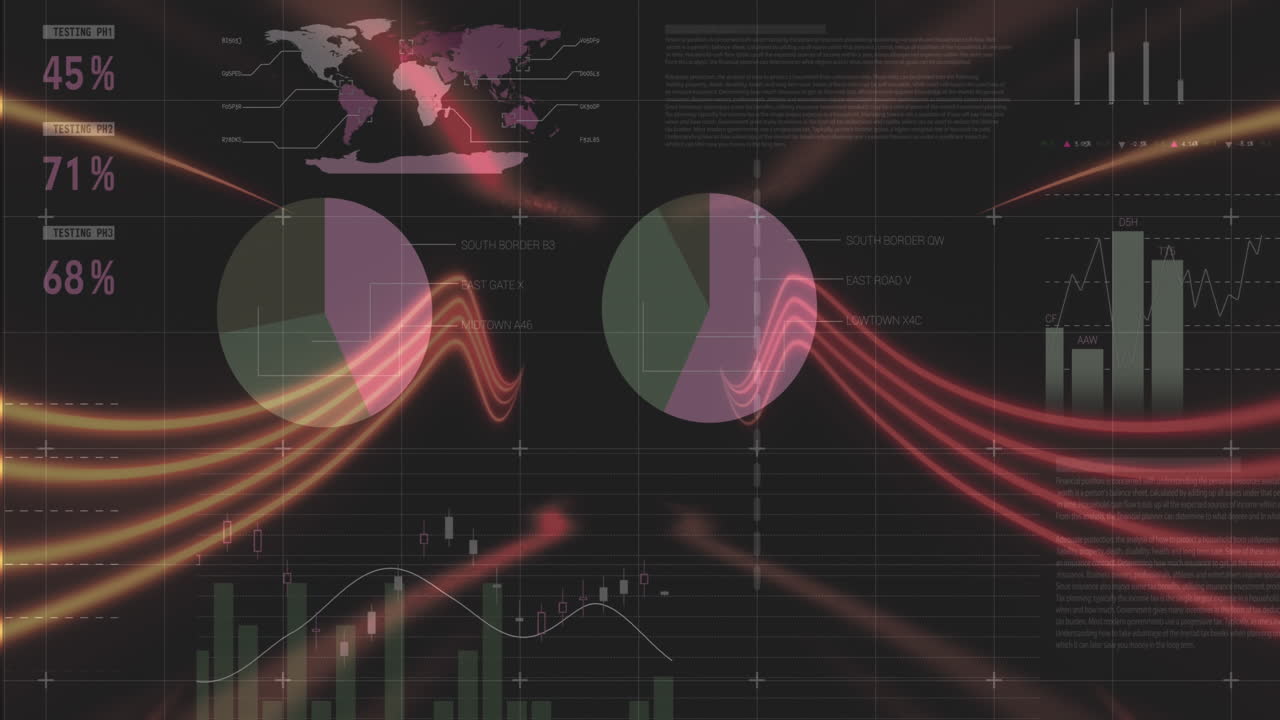 검은색 배경에 데이터 처리를 통해 네온 모양의 애니메이션