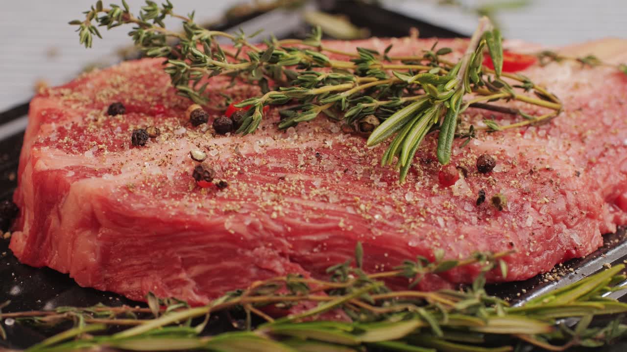 Seasoned Raw Steak Ready to Cook