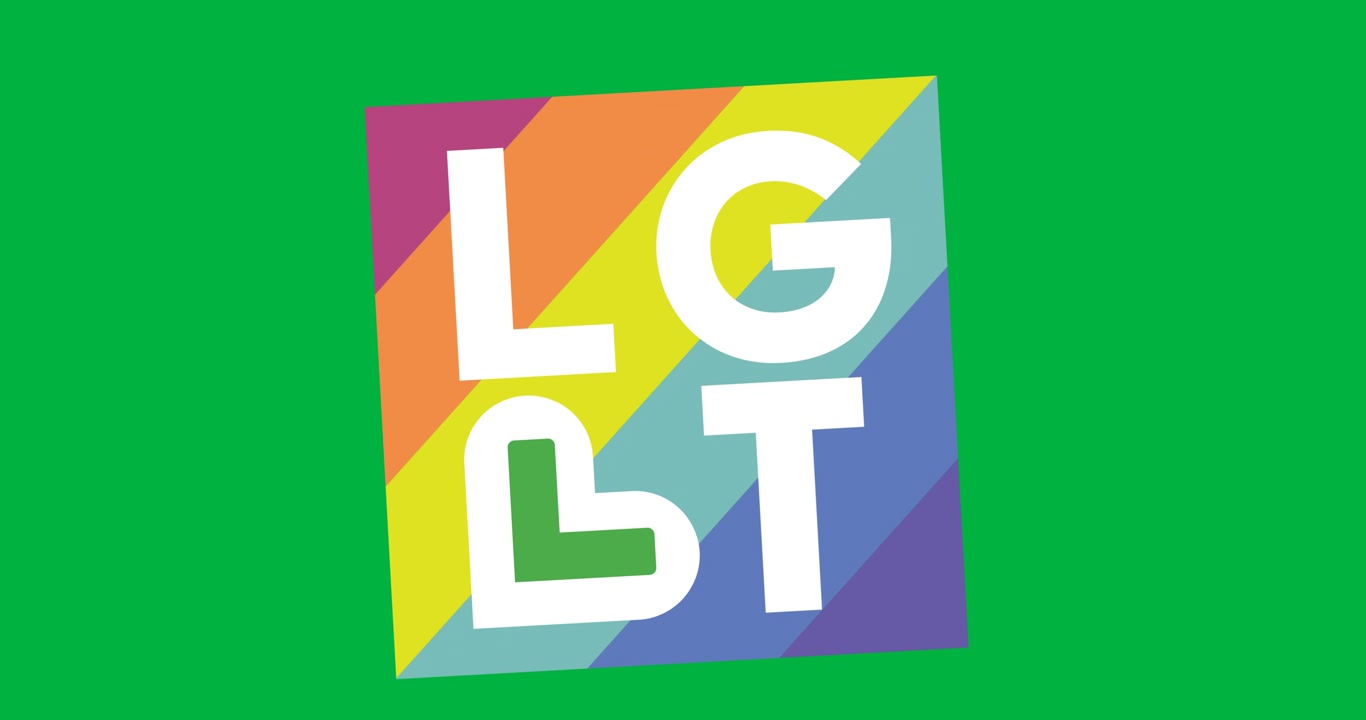 Animazione digitale del testo LGBT su banner quadrato arcobaleno su sfondo nero