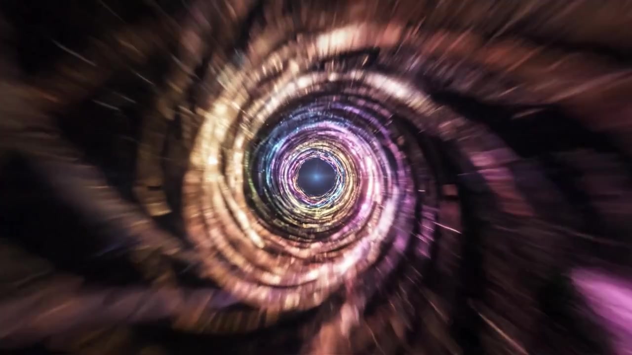 A Dynamic Journey Through Time and Space: Visualizing the Vortex of Colors and Light in an Engaging Cosmic Adventure