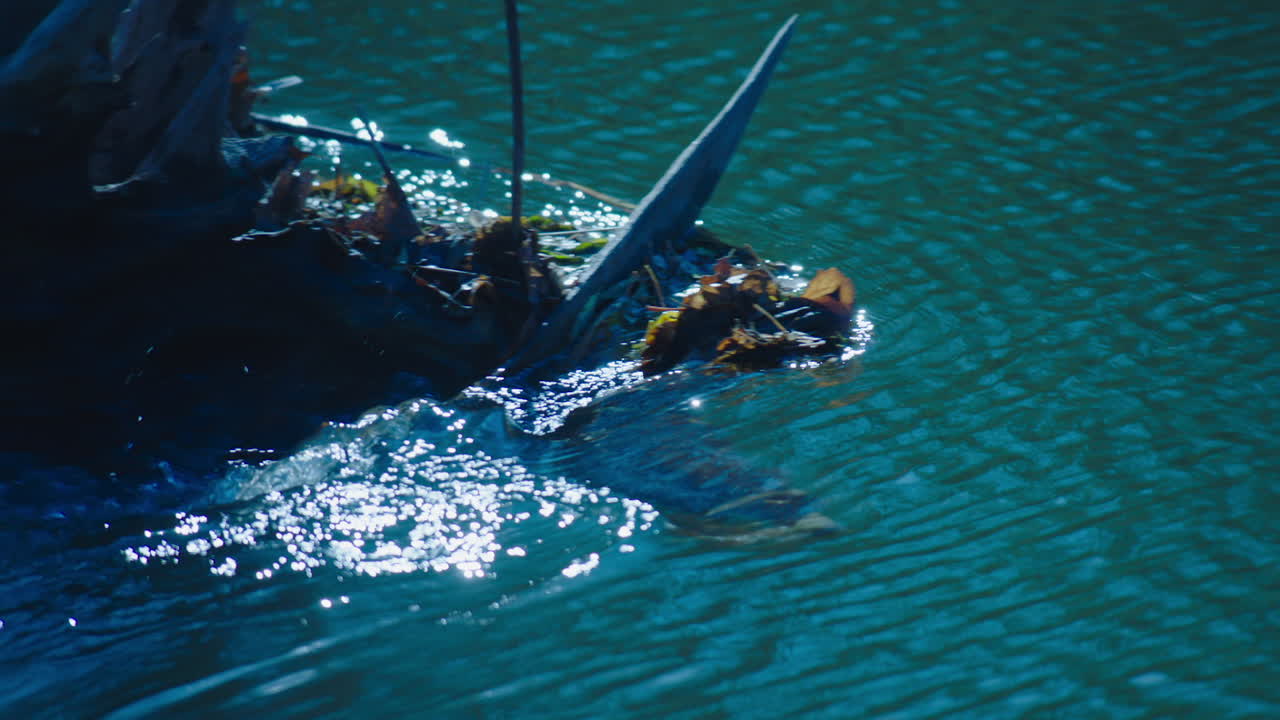 vista en cámara lenta de la fuerte corriente en el río