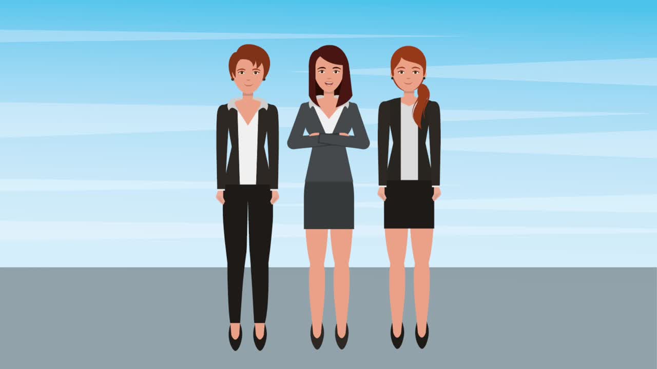 팀워크 사업가 여성 그룹 직업 캐릭터