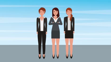 teamwork businesswomen group profession characters