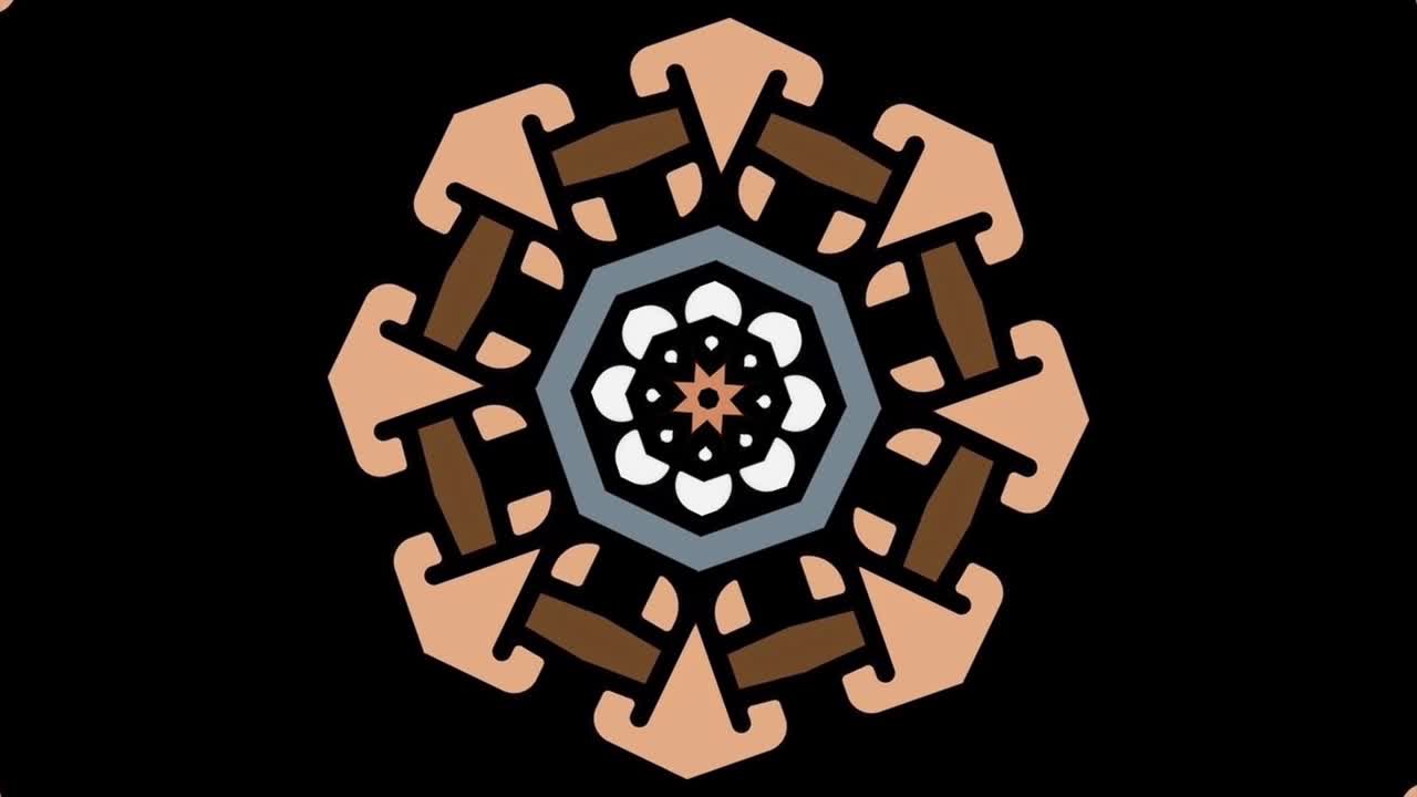 검은 배경에 기하학적 모양의 회전