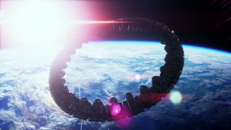 nave madre alienígena cerca de la tierra elementos proporcionados por la nasa