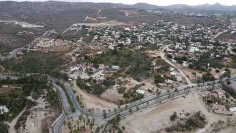 Marina-De-San-José-Del-Cabo,-Baja-California-Sur,-Con-Zona-Residencial-Y-Carreteras,-Vista-Aérea.