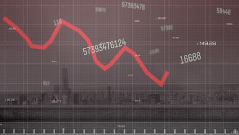 animation of data processing and diagrams over cityscape