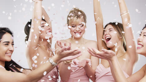 beautiful bridesmaids throwing confetti slow motion wedding photo booth series