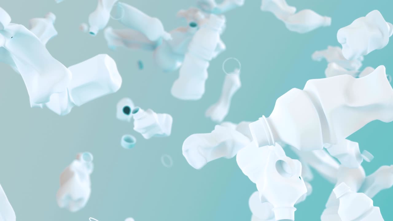 폐기물 플라스틱 병이 4k에서 루프 가능한 배경으로 떨어집니다.