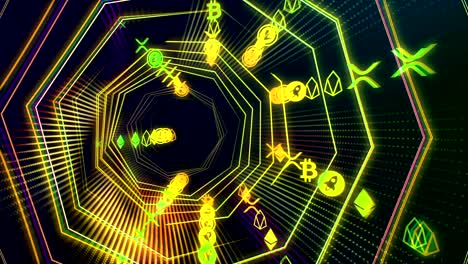 tecnología futurista sin costuras túnel del ciberespacio con bucle de flujo de criptomoneda