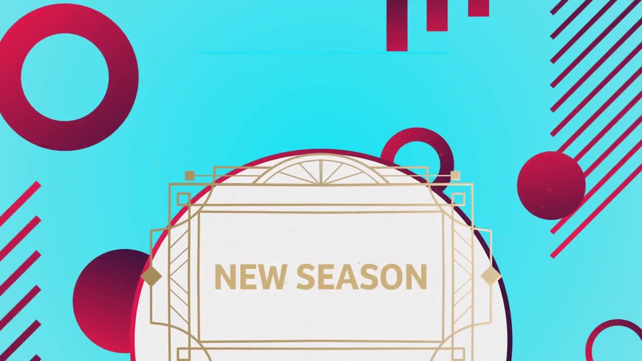 파란색 배경에 새 시즌 텍스트의 애니메이션